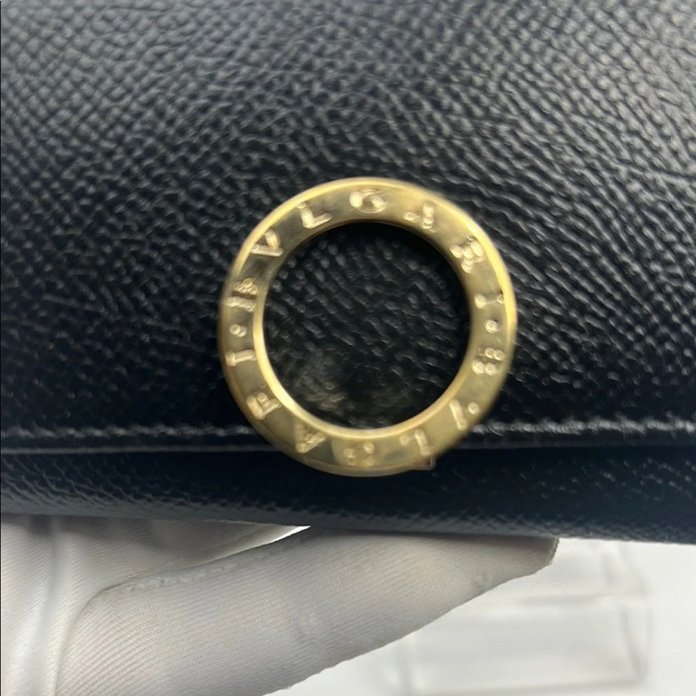 BVLGARI Bulgari ring clip logo 5 ring key case leather black